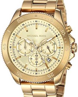Michael Kors Men's Theroux Quartz Watch with Stainless-Steel-Plated Strap, Gold, 21.6 (Model: MK8663)