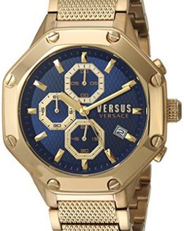 Versus by Versace Men's Kowloon Quartz Watch with Gold-Plated-Stainless-Steel Strap, 22 (Model: VSP390417