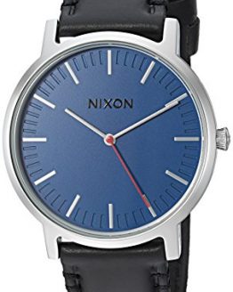 Nixon Men's Porter Stainless Steel Japanese-Quartz Watch with Leather-Synthetic Strap, Black, 20 (Model: A10581647)