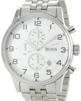 Hugo Boss Men's 44mm Steel Bracelet & Case Quartz Silver-Tone Dial Analog Watch 1512445