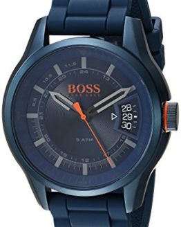 HUGO BOSS Men's Hong Kong Stainless Steel Quartz Watch with Rubber Strap, Blue, 21.8 (Model: 1550049)