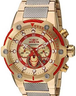 Invicta Marvel Iron Man Edition Gold Dial Chronograph Stainless Steel Men's Watch 25781
