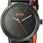 HUGO BOSS Men's Bilbao Stainless Steel Quartz Watch with Leather Strap, Black, 20 (Model: 1550038)
