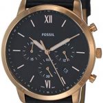 Fossil Men's Neutra Chrono Stainless Steel Quartz Watch with Leather Calfskin Strap, Black, 20 (Model: FS5381)