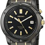 Seiko Men's SNQ045 Perpetual Calendar Black Ion Dress Watch