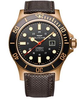 Glycine Men's GL0243 Combat Sub 48 Bronze Automatic 48mm Black Dial Watch