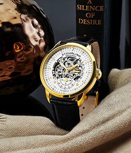 Stuhrling Men's 133.33352 Symphony Automatic Gold-Plated Black Leather Strap Watch 1 Stuhrling Men's Symphony Automatic Gold-Plated Black Leather Strap Watch