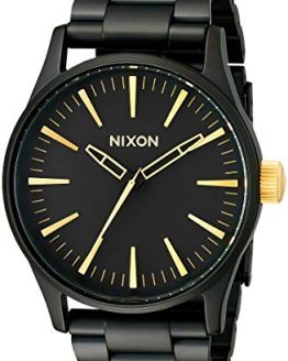 NIXON Sentry 38 SS A452 - Matte Black/Gold - 102M Water Resistant Men's Analog Classic Watch (38mm Watch Face, 21mm Stainless Steel Band)