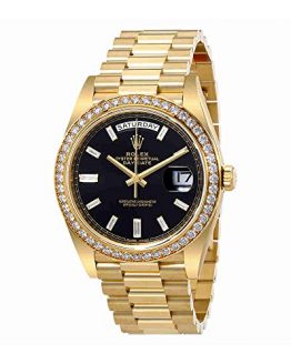 Rolex Oyster Perpetual Day-Date Black Dial Automatic Mens 18 Carat Yellow Gold President Watch 228348BKDP