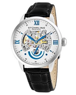 Stuhrling Original Men's 574.01 Executive II Automatic Skeleton Watch With Black Leather Band