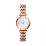 Fossil Women's Carlie Stainless Steel Quartz Watch with Strap, Rose Gold