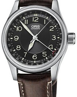Oris Big Crown Pointer Date Black Dial Brown Leather Mens Watch 754-7679-4034LS
