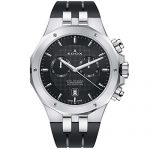 Edox Men's Delfin The Original 43mm Black Rubber Band Steel Case Swiss Quartz Analog Watch 10110 3CA NIN
