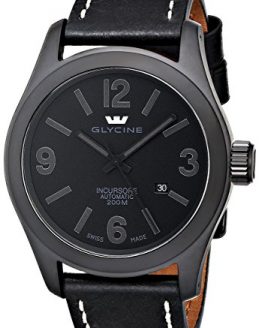 Glycine Men's 3874-999-LB9B "Incursore" Stainless Steel Automatic Watch with Black Leather band