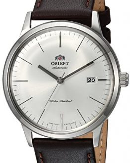 Orient Men's 2nd Gen. Bambino Ver. 3 Stainless Steel Japanese-Automatic Watch with Leather Calfskin Strap, Brown, 21 (Model: FAC0000EW0)