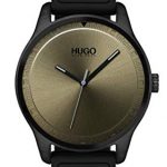 Hugo Men's #Move Quartz Black IP and Rubber Strap Casual Watch, Color: Khaki (Model: 1530041)