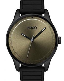 Hugo Men's #Move Quartz Black IP and Rubber Strap Casual Watch, Color: Khaki (Model: 1530041)