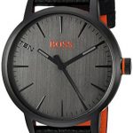 HUGO BOSS Men's Copenhagen Stainless Steel Quartz Watch with Leather Strap, Black, 20 (Model: 1550055)