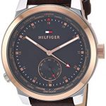Tommy Hilfiger Men's Quartz Watch with Leather Calfskin Strap, Brown, 19.5 (Model: 1791554)