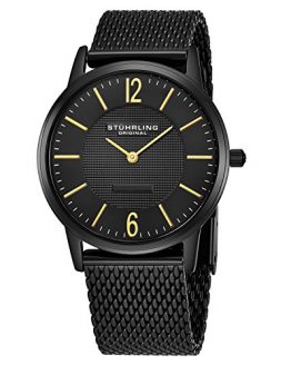 Stuhrling Original Men's 122.33551 Classic Ascot Somerset Elite Ultra Slim Black Mesh Bracelet Watch