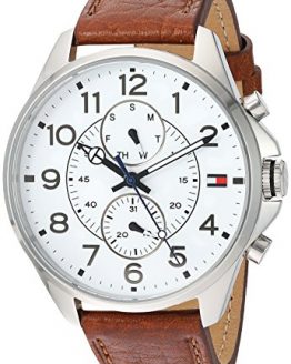 Tommy Hilfiger Men's Quartz Stainless Steel and Leather Watch, Color:Brown (Model: 1791274)