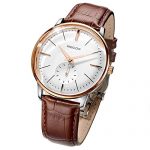 Men's Wrist Watches ROCOS Automatic Mechanical Watch for Men Waterproof Analog Watch with Stainless Steel and White Dial Luxury Classic Elegant Gift#R0140 ... (Brown)
