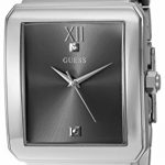 GUESS Rectangular Stainless Steel Grey Genuine Diamond Dial Bracelet Watch. Color: Silver-Tone (Model: U0917G2)