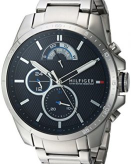 Tommy Hilfiger Men's Cool Sport Quartz Watch with Stainless-Steel Strap, Silver, 21 (Model: 1791348)