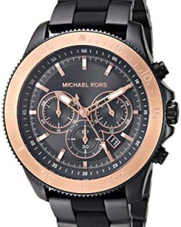 Michael Kors Men's Theroux Quartz Watch with Stainless-Steel-Plated Strap, Black, 22 (Model: MK8666)