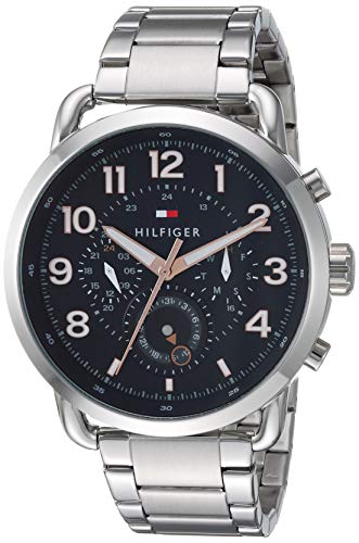 Tommy Hilfiger Men's Quartz Watch with Stainless-Steel Strap, Silver, 21.1