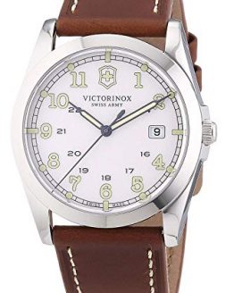 Victorinox Infantry White Dial Leather Strap Mens Watch 241564XG (Renewed)