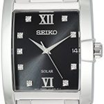 Seiko Men's Solar Diamond Japanese-Quartz Watch with Stainless-Steel Strap, Silver, 20 (Model: SNE461)