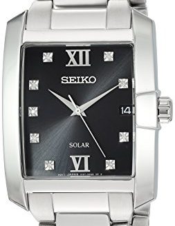 Seiko Men's Solar Diamond Japanese-Quartz Watch with Stainless-Steel Strap, Silver, 20 (Model: SNE461)