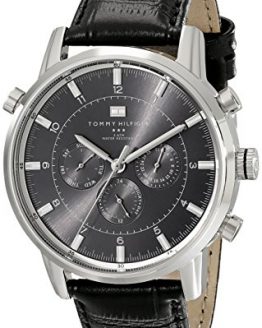 Tommy Hilfiger Men's 1790875 Sport Luxury Stainless Steel Watch with Black Leather Band