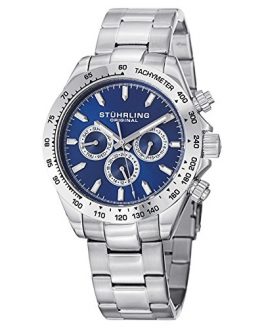 Stuhrling Original Men's 564.03 Concorso Raceway Quartz Tachymeter Day and Date Stainless Steel Watch