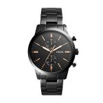 Fossil Men's 44mm Townsman Quartz Watch with Stainless-Steel Strap, Black, 22 (Model: FS5379)