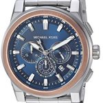 Michael Kors Men's Grayson Analog-Quartz Watch with Stainless-Steel Strap, Silver, 24 (Model: MK8598)