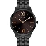 GUESS Stainless Steel Black Ionic Plated Bracelet Watch with Rose Gold-Tone Markers. Color: Black (Model: U1072G3)