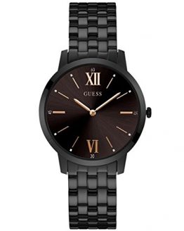 GUESS Stainless Steel Black Ionic Plated Bracelet Watch with Rose Gold-Tone Markers. Color: Black (Model: U1072G3)