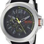 HUGO BOSS Orange Men's Quartz Stainless Steel and Leather Casual Watch, Color:Grey (Model: 1513347)