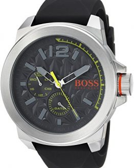 HUGO BOSS Orange Men's Quartz Stainless Steel and Leather Casual Watch, Color:Grey (Model: 1513347)