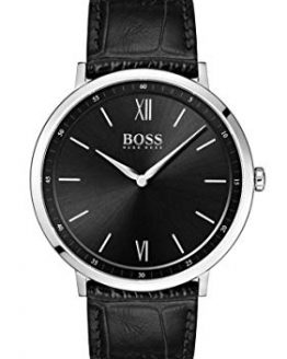 Hugo Boss Men's Essential 40mm Black Leather Band Steel Case Quartz Analog Watch 1513647