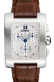 Montblanc Profile XL Chronograph Silver Dial Brown Leather Mens Watch 101560