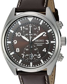 Seiko Men's SNN241 Stainless Steel Watch with Brown Leather Band