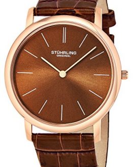 Stuhrling Original Men's 601.3345K55 Classic Ascot Ultra-Thin Watch with Croco-Embossed Band