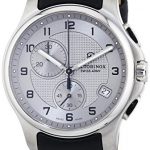 Victorinox Swiss Army Silver Dial SS Leather Chrono Quartz Men's Watch 241553