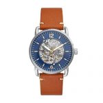 Fossil Men's The The Commuter Auto Stainless Steel Mechanical-Hand-Wind Leather Strap, Brown, 22 Casual Watch (Model: ME3159)