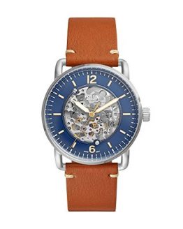 Fossil Men's The The Commuter Auto Stainless Steel Mechanical-Hand-Wind Leather Strap, Brown, 22 Casual Watch (Model: ME3159)