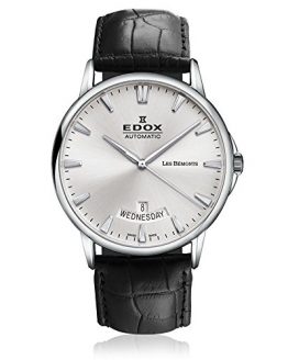 Edox Men's 83015 3 BIN Les Bemonts Analog Display Swiss Automatic Black Watch