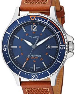 Timex Men's Expedition Ranger Solar Tan/Blue Leather Strap Watch